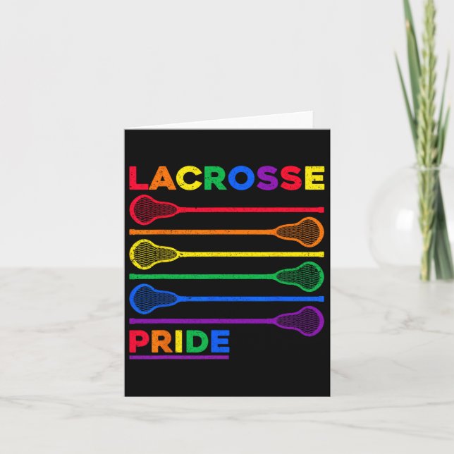 Lacrosse Sticks Lgbtq Rainbow Färg Gay pride Mont Kort (Framsida)