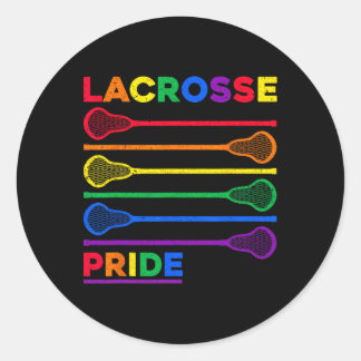 Lacrosse Sticks Lgbtq Rainbow Färg Gay pride Mont Runt Klistermärke