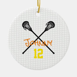 Lacrosse Sticks Net Namn Number-sportpojkar Julgransprydnad Keramik