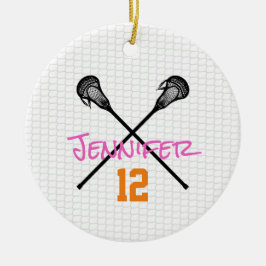 Lacrosse Sticks Net Namn Number Sports Girls Julgransprydnad Keramik