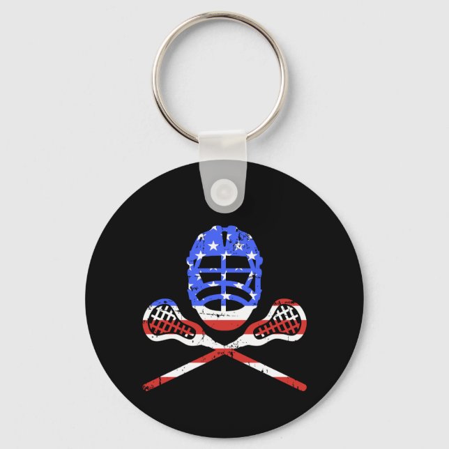 Lacrosse-sticks och hjälm med amerikansk amerikans nyckelring (Framsida)