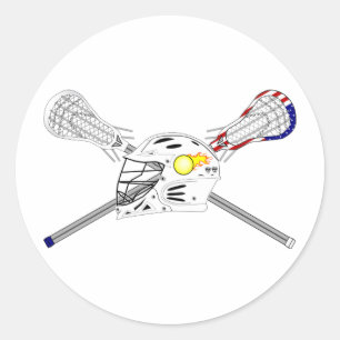 Lacrosse-stift med hjälm runt klistermärke