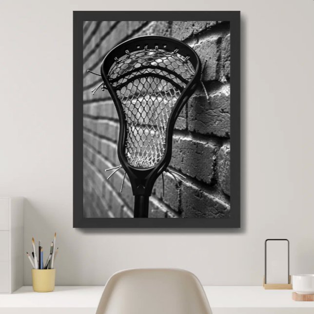 Lacrosse Svart och Vitt Tegelvägg Foto Poster (Skapare uppladdad)