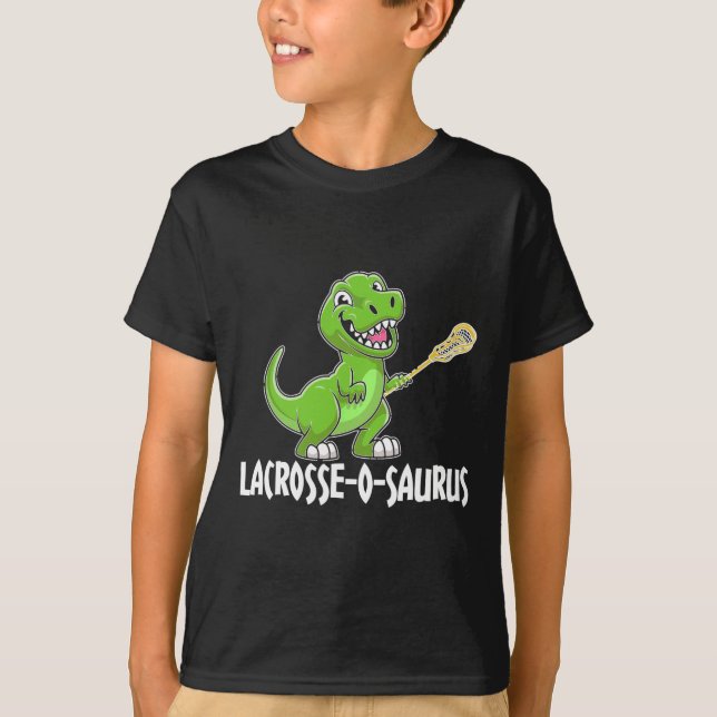 Lacrosse T-rex Dino Lacrosse Rackethuvud  T Shirt (Framsida)