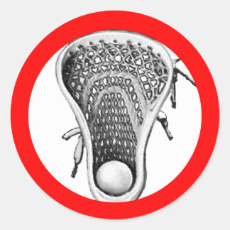 Lacrosse Team Red Classic Rund Sticker Runt Klistermärke