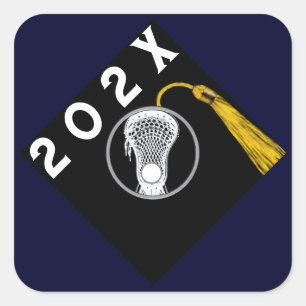Lacrosse Team Senior Natt Blue Square Sticker Fyrkantigt Klistermärke