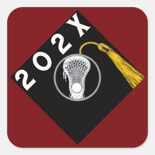 Lacrosse Team Senior Night Maroon Square Sticker Fyrkantigt Klistermärke