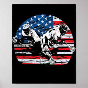 Lacrosse US American Flagga Lax Sticks Helmet 4:e Poster