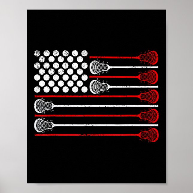 Lacrosse USA flagga Lax Poster (Framsidan)