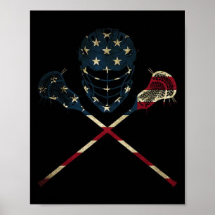 Lacrosse Usa Sport Manar, Vintage Poster