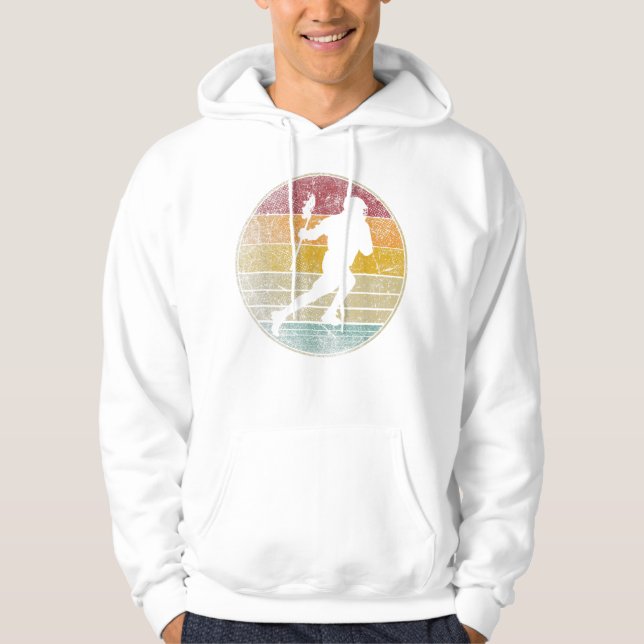 Lacrosse Vintage Distress Retro Stil Hoodie (Framsida)