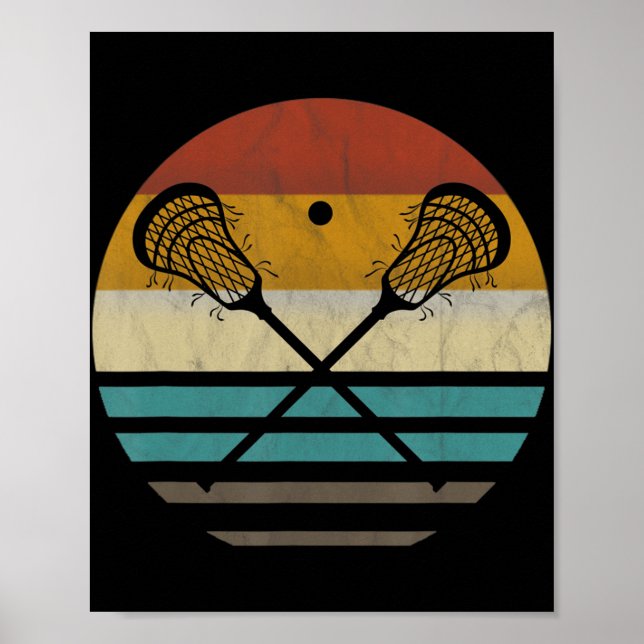 Lacrosse Vintage Retro Lacrosse Stick Sol Gift Poster (Framsidan)