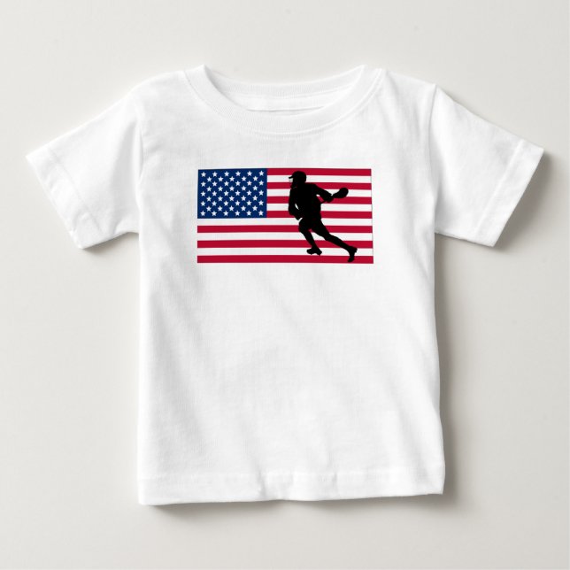 Lacrosseamerikanska flaggan t shirt (Framsida)