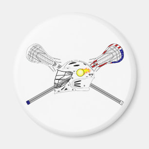 Lacrossepinnar med hjälmen magnet
