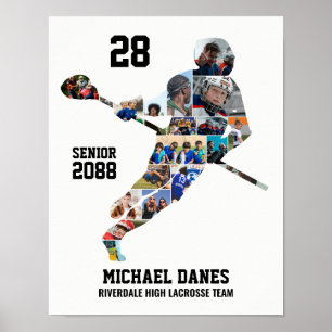 Lacrossspelare Anpassad Sportfoto Collage Poster