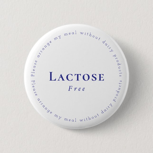 Lactose-Free Request Badge, White - Navy Knapp (Framsida)
