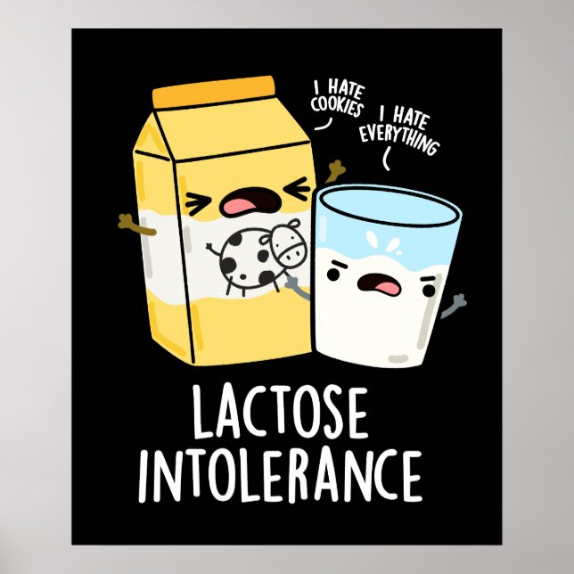 Lactose Inolerance Funny Mjölk Pun Mörk BG Poster (Framsidan)