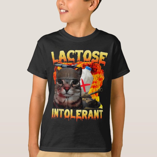Lactose Intolerant Silly Cat Meme Funny Saying Cat T Shirt (Framsida)
