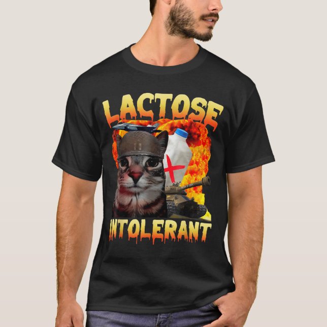Lactose Intolerant Silly Cat Meme Funny Saying Cat T Shirt (Framsida)