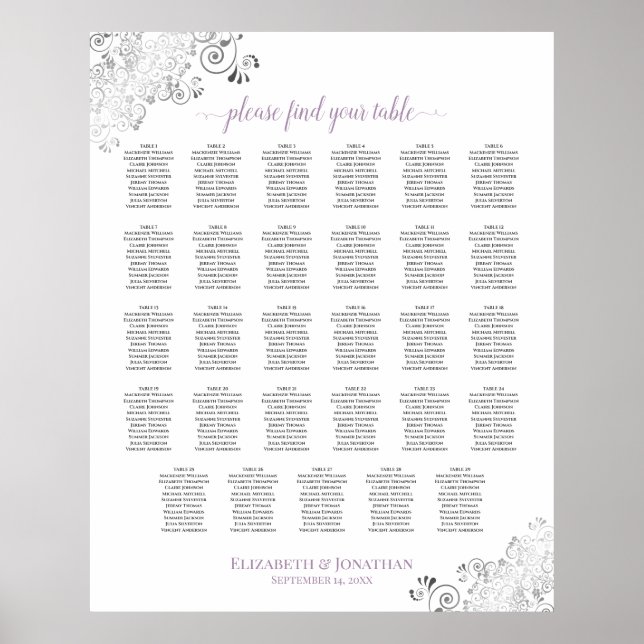 Lacy 29 Bröllop, sjöschaktsjökort Lavender White,  Poster (Framsidan)