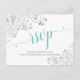 Lacy Aqua Calligraphy på White Bröllop OSA Vykort