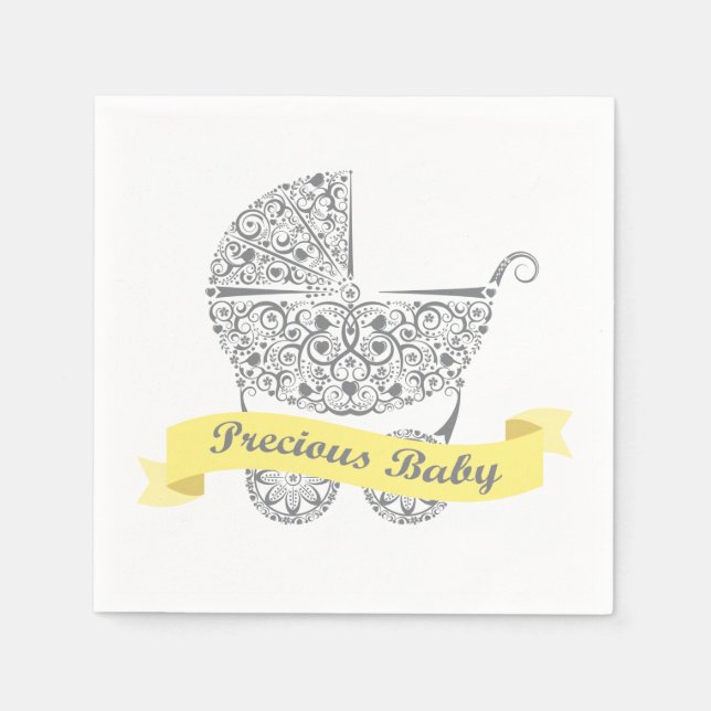 Lacy Baby Carriage Napkin Gul 1 Pappersservett (Framsidan)