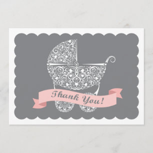 Lacy Baby Carriage Tackkort Girl Tack Kort