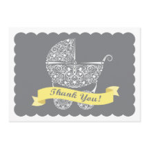 Lacy Baby Carriage Tackkort Gult