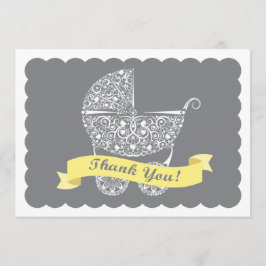 Lacy Baby Carriage Tackkort Gult Anteckningskort