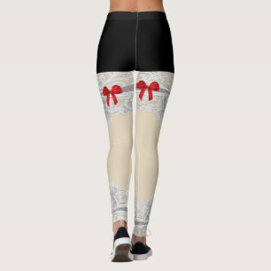 Lacy brides red bow garter mönster leggings