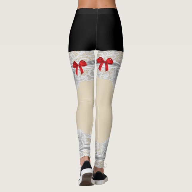 Lacy brides red bow garter mönster leggings (Baksida)