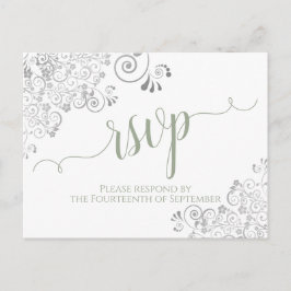 Lacy Calligraphy Sage Grönt White Bröllop OSA Vykort