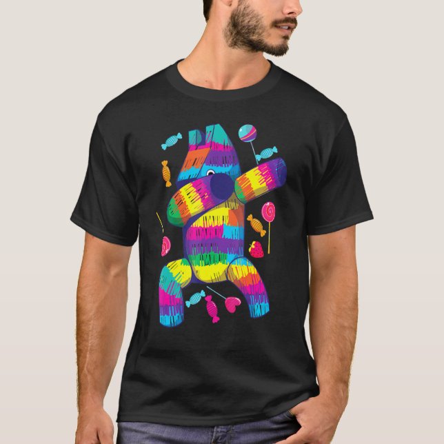 Lacy Dabbing Pinata Cinco De Mayo Mexican T Shirt (Framsida)