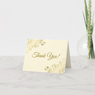 Lacy Golden Curls Elegant Cream Bröllop Photo Tack Kort