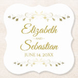 Lacy guld- Filigree elegantt enkelt Underlägg Papper<br><div class="desc">Dessa ska härliga underlägg gör din riktigt speciella bröllopmottagande eller repetition middag. Designat, som en del av vårt guld omkullkastar elegant bröllopföljet, presenterar de ett enkelt, yet den eleganta designen med guld- text på en vitbakgrund med en guld- faux omkullkastar den blom- gränsen. Personifiera lätt med namn av koppla ihop,...</div>