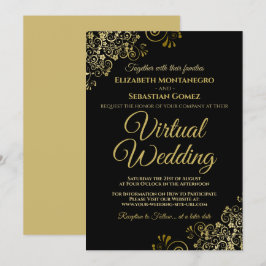 Lacy Guld Frills på den svarta Eleganten Virtuella Inbjudningar