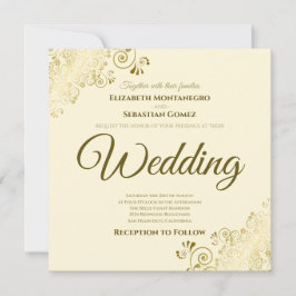 Lacy Guld på Elfenbenskustens Elegant Square Bröll Inbjudningar