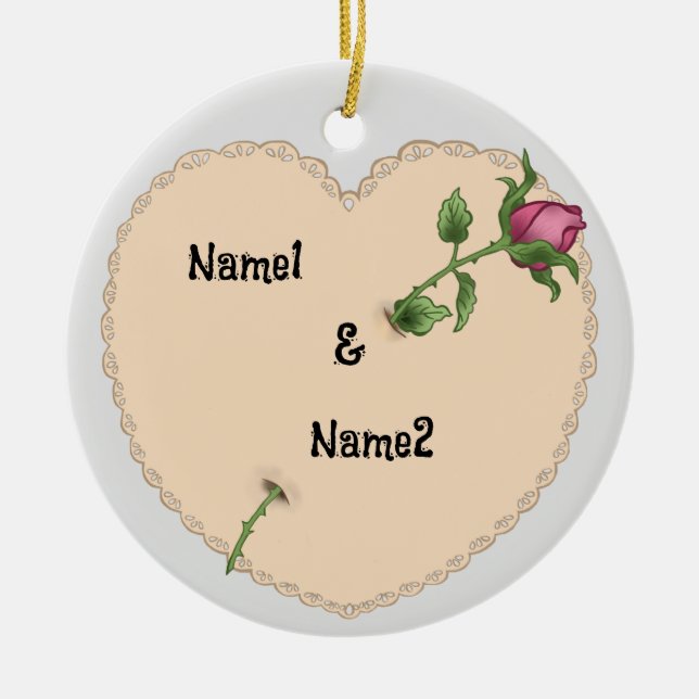 Lacy Heart Rose prydnad Julgransprydnad Keramik (Framsidan)