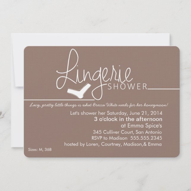 Lacy lite damunderkläderduschinbjudan inbjudningar (Framsida)