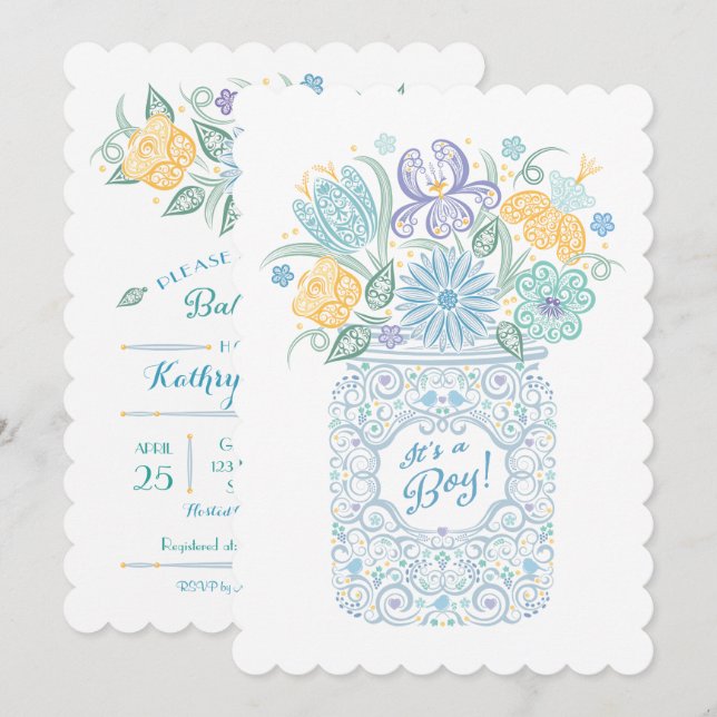 Lacy Mason Baby Shower Det är en pojkinbjudan Inbjudningar (Fram/baksida)