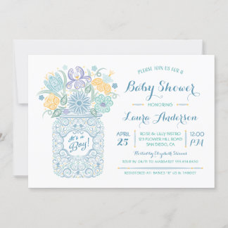 Lacy Masonburk Baby Shower Baby Pojke Inbjudan