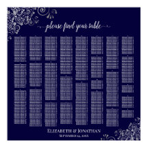 Lacy Navy Blue & Silver Alfabetical Seating Chart