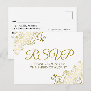 Lacy Ornate Guld Filigree Elegant bröllop OSA Vykort