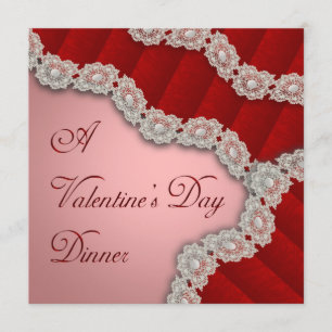 Lacy Red Damask Valentines ininbjudan Inbjudningar