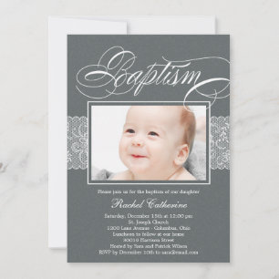 Lacy Ribbon Photo Baptism-inbjudan Inbjudningar