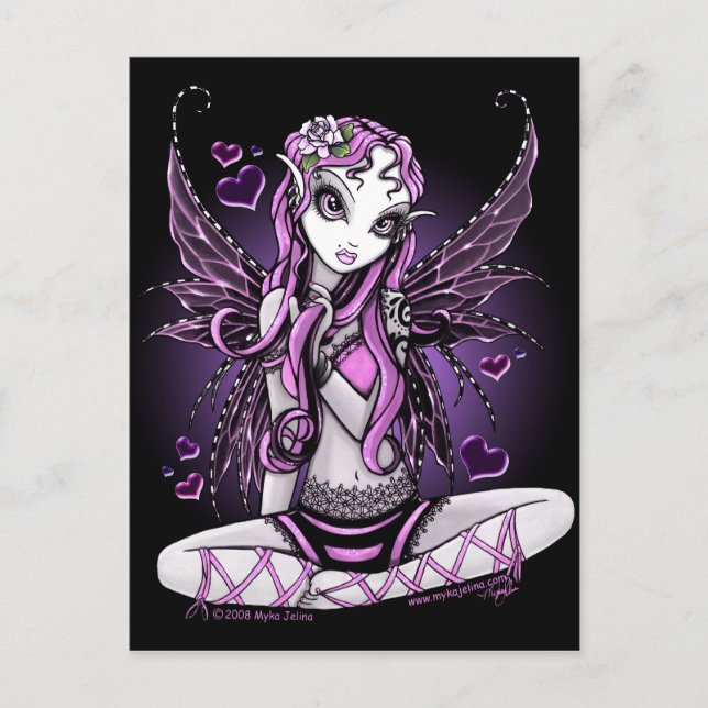 Lacy Rosa Fairy Valentine Day Postcard Helg Vykort (Framsida)