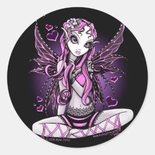 Lacy Rosa Fairy Valentines day Stickers Runt Klistermärke