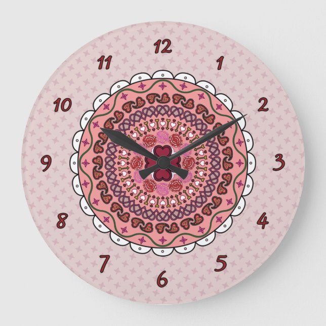 Lacy Valentines Day Clock Stor Klocka (Framsida)