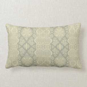 Lacy vintageblommigtgult och grått lumbarkudde