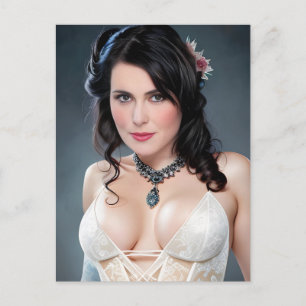 Lacy White Lingerie Vykort